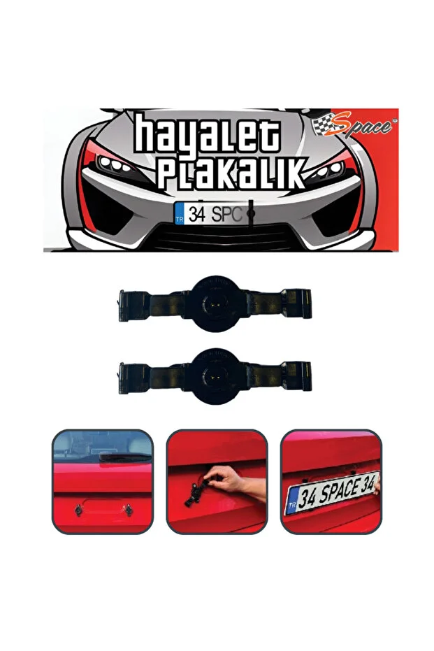 Oto aksesuar - Araba aksesuarları Carlone Hayalet Plaka Siyah