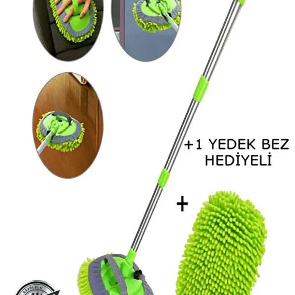 Çok Fonksiyonlu 2 In 1 Mikrofiber Araba Yıkama Fırçası Teleskopik Uzun Saplı Detay Fırçası
