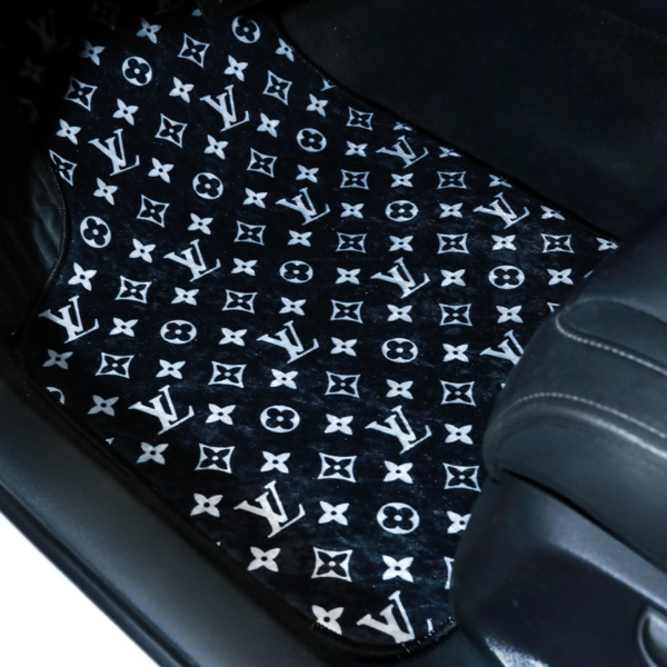 Luvion Vuitton Desenli Dijital Baskılı Universal Her Araca Uyumlu Makinede Yıkanabilir Oto Paspas Halı Seti