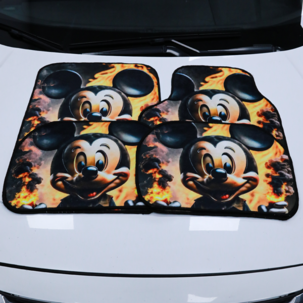 Mickey Mouse Desenli Dijital Baskılı Universal Her Araca Uyumlu Makinede Yıkanabilir Oto Paspas Halı Seti