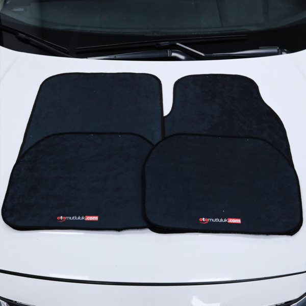 Siyah Renkli Dijital Baskılı Universal Her Araca Uyumlu Makinede Yıkanabilir Oto Paspas Halı Seti