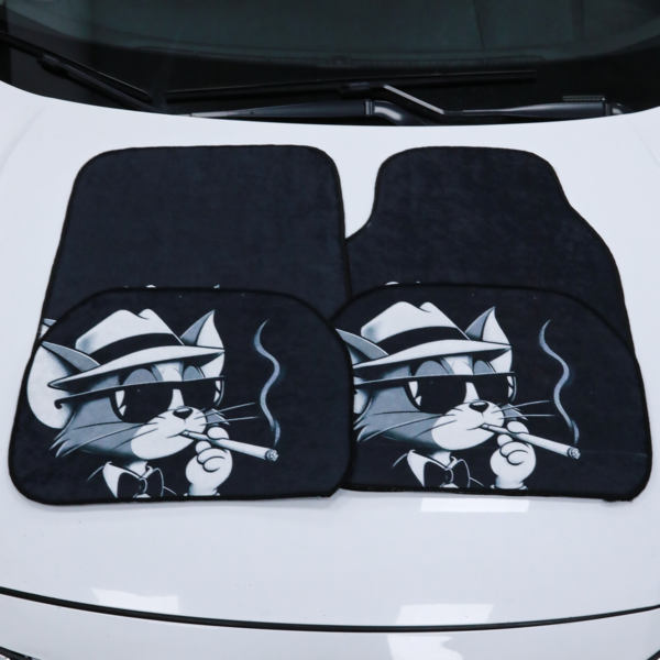 Tom Desenli Dijital Baskılı Universal Her Araca Uyumlu Makinede Yıkanabilir Oto Paspas Halı Seti